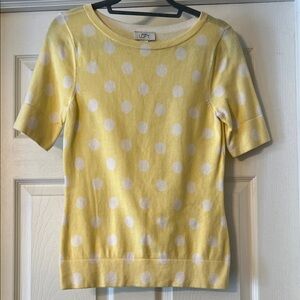 LOFT Sunny Yellow Polka Dot Short Sleeve Sweater